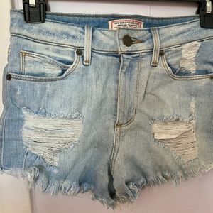 High Rise Distressed Denim Shorts by Guess